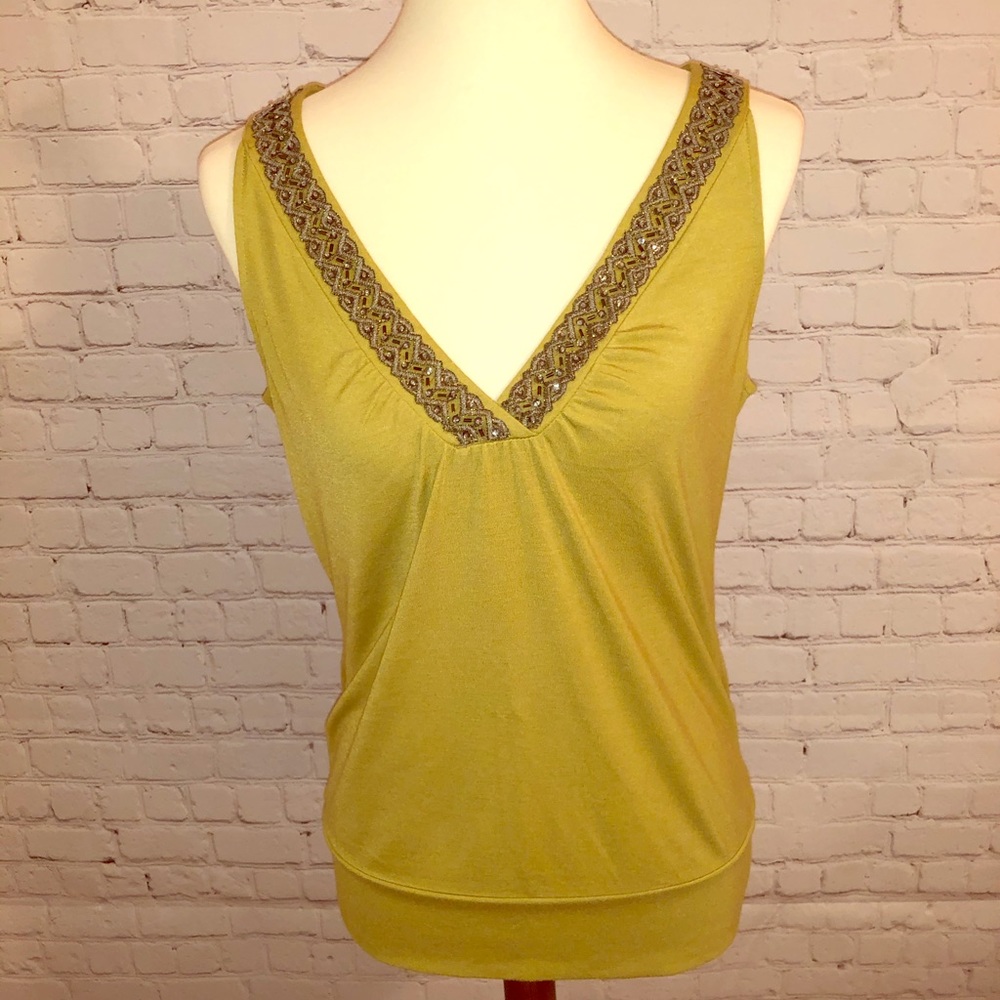 New York & Company Green Sleeveless Blouse